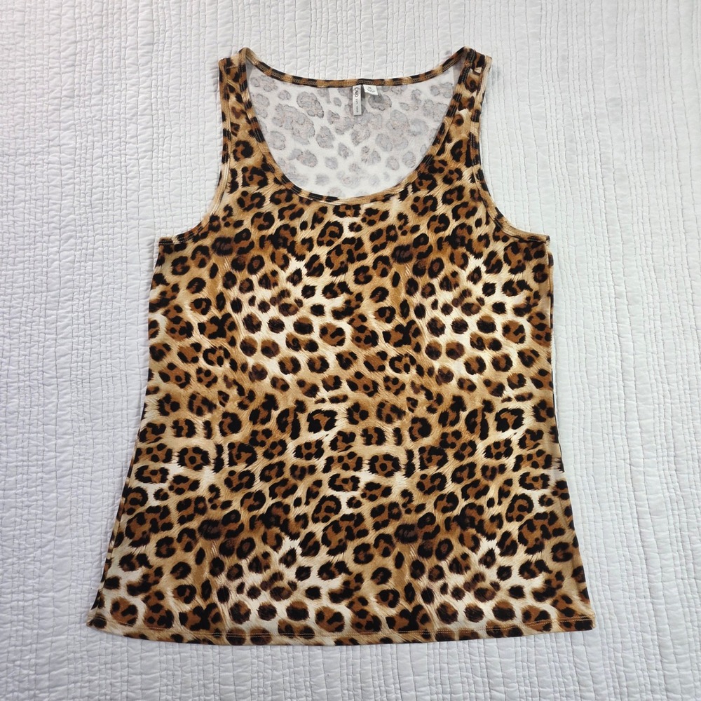 Cato Leopard Print Tank Top Womens XL Brown Animal Print Scoop Neck Stretch